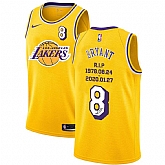 Lakers 8 Kobe Bryant Yellow R.I.P Signature Swingman Jersey Dyin,baseball caps,new era cap wholesale,wholesale hats